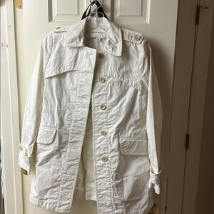 Banana Republic White Trench Coat Crisp Cotton Blend